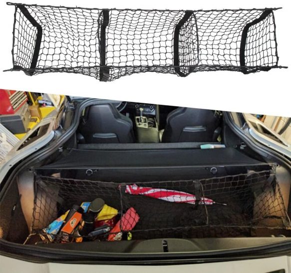 thumbnail image 2 of JDMax 2-Piece Cargo Net Rear Trunk Envelope Style For Chevrolet Corvette C8 2020-2023 – Black Nylon 2 of 4